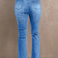 High Waist Distressed Raw Hem Jeans