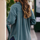 Button Front Fleece Shacket with Breast Pockets