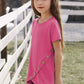 Girls Buttoned Tulip Hem T-Shirt