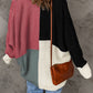 Color Block Cable-Knit Batwing Sleeve Cardigan
