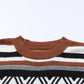 Striped  Fringe Trim Round Neck Sweater