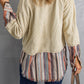 Striped Frayed Hem Corduroy Jacket