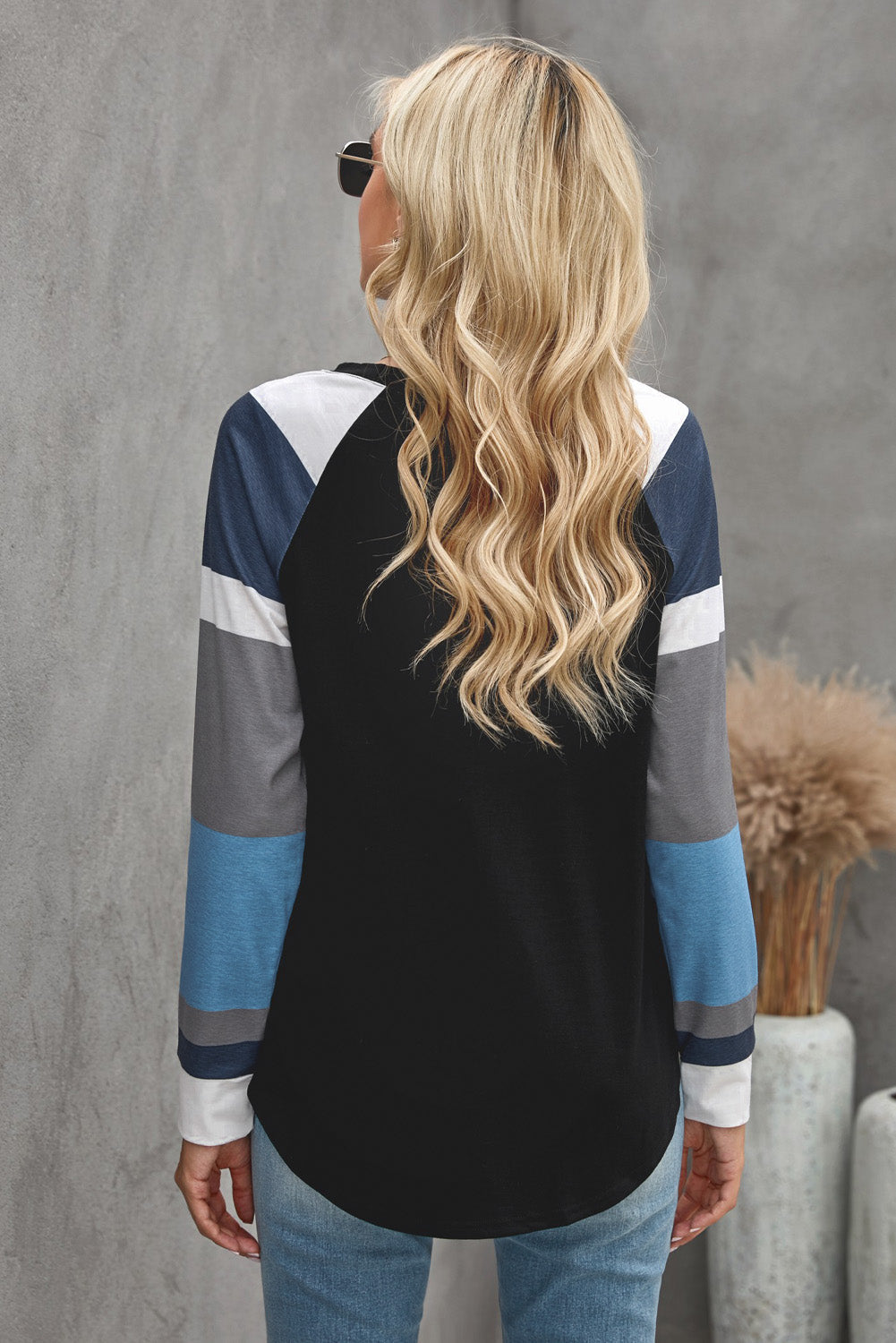 Color Block Pocket Raglan Sleeve Tee