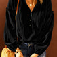 Balloon Sleeve Frill Trim Notched Neck Blouse