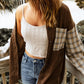 Plaid Corduroy Shirt Jacket with Pockets