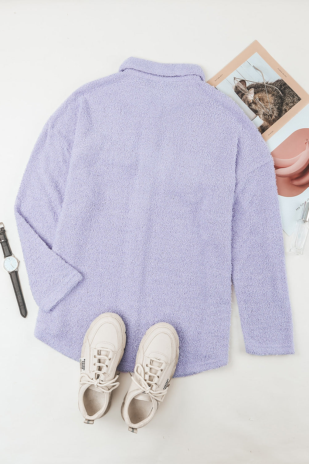 Plush Button Down Collared Jacket