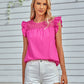 Ruffled Flutter Sleeve Lace Yoke Blouse