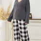 Plus Size Long Sleeve Top and Plaid Pants Lounge Set