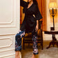 Cami, Robe, and Printed Pants Pajama Set