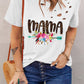 MAMA Graphic Distressed Round Neck Tee