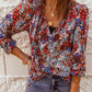 Printed Tie Neck Flounce Sleeve Top