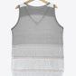 Striped Openwork V-Neck Knit Tank