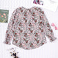 Printed Tie Neck Flounce Sleeve Top