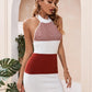Color Block Halter Neck Knit Dress