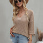 Notched Side Slit Drop Shoulder Sweater
