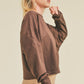 Kimberly C Full Size Dolman Sleeve Sweatshirt in Chocolate