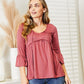 Ninexis Flounce Sleeve Full Size Babydoll Blouse