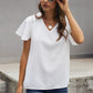 V-Neck Flutter Sleeve Blouse