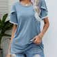 Pom-Pom Trim Flutter Sleeve Round Neck Tee