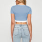 Contrast Trim Pointed Hem Ribbed Crop Top