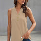 Ribbed Buttoned V-neck Tank