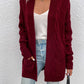 Cable-Knit Open Front Longline Cardigan