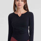 Notched Neck Ruched Sports Top