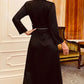 Satin Contrast Trim Long Sleeve Belted Robe