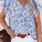 Floral V-Neck Flutter Sleeve Blouse