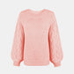 Openwork Balloon Sleeve Pullover Sweater