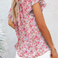 Floral V-Neck Flutter Sleeve Blouse