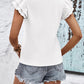 Textured V-Neck Flutter Sleeve Top