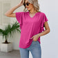 Notched Neck Flutter Sleeve Tee