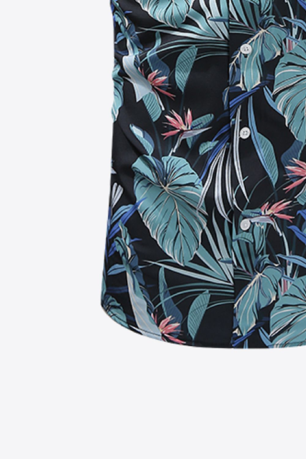 Botanical Print Button-Front Short Sleeve Pocket Shirt