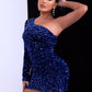Sequin One-Shouler Tulip Hem Bodycon Dress