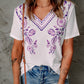 Floral Embroidery V-Neck Top
