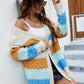Color Block Drop Shoulder Open Front Cardigan
