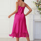 Spaghetti Strap V-Neck Ruffle Hem Satin Night Dress