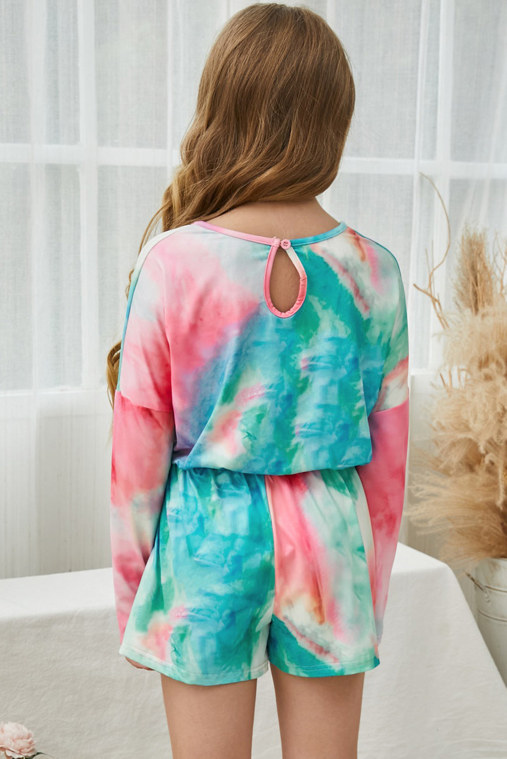Girls Tie-Dye Round Neck Romper