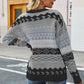 Geometric Dropped Shoulder Round Neck Sweater