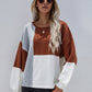 Color Block Tie-Back Dropped Shoulder Knit Pullover