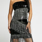 Sequin Fringe Trim Strapless Dress