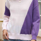 Contrast Round Neck Long Sleeve Knit Top