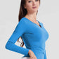 Notched Neck Ruched Sports Top