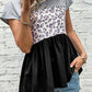 Leopard Color Block Babydoll Tee Shirt