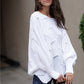 Openwork Boat Neck Sweater with Scalloped Hem