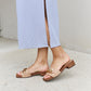 Forever Link Square Toe Chain Detail Clog Sandal in Tan