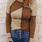 Color Block Exposed Seam Knit Top