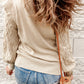 Ruffle Shoulder Cable-Knit Sweater