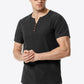 Buttoned Notched Neck Short Sleeve Tee